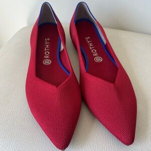 Rothy's Vibrant Red Flats with Blue Accent